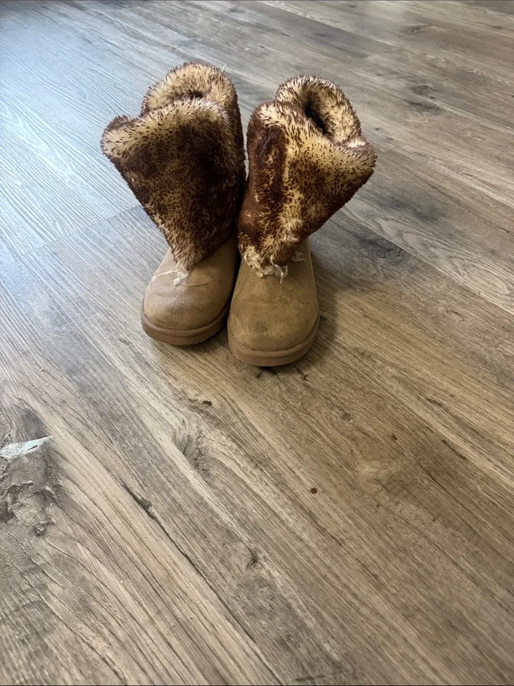 Kids Faux Fur Lined Winter Boots - Brown and Silver